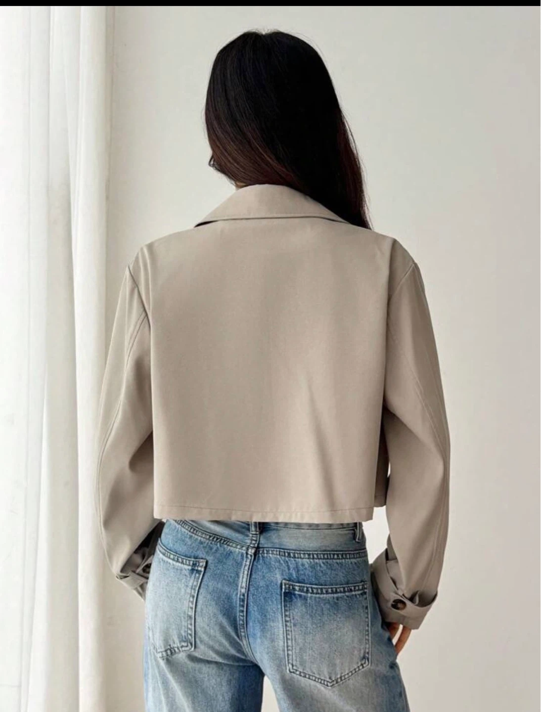 Genuine Leather Cropped Trench Coat - photo 3