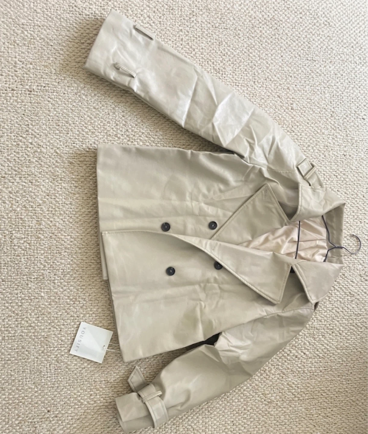 Genuine Leather Cropped Trench Coat - photo 2