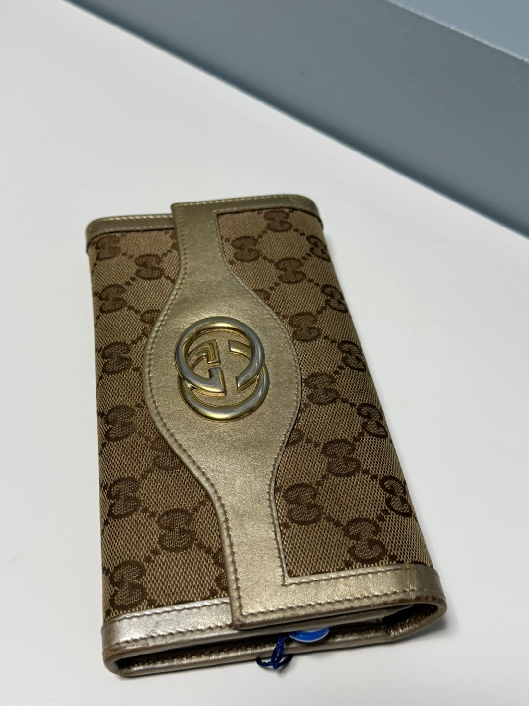 Gucci GG Monogram Wallet Gold Canvass