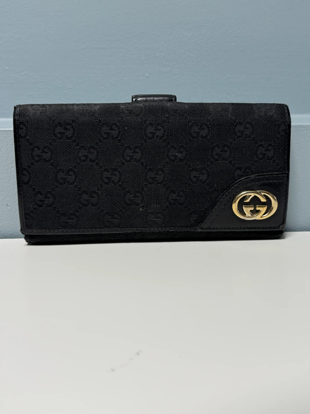 Gucci Black GG Canvas Bi-Fold Wallet