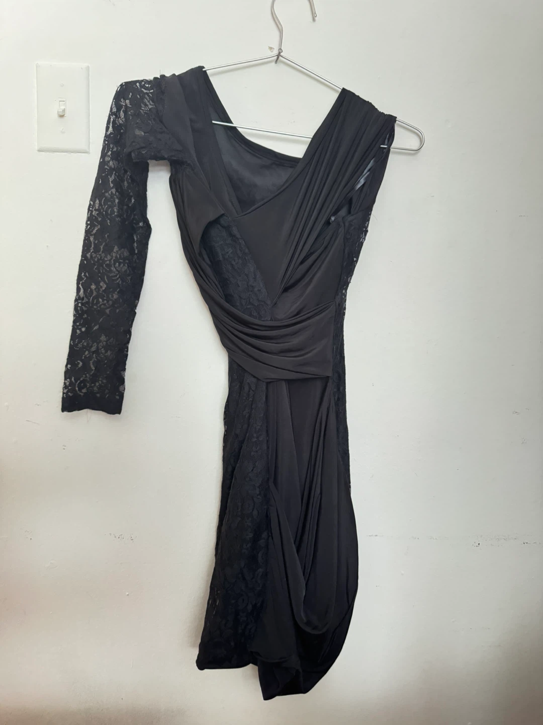 Black Lace Dress with One Sleeve - photo 2