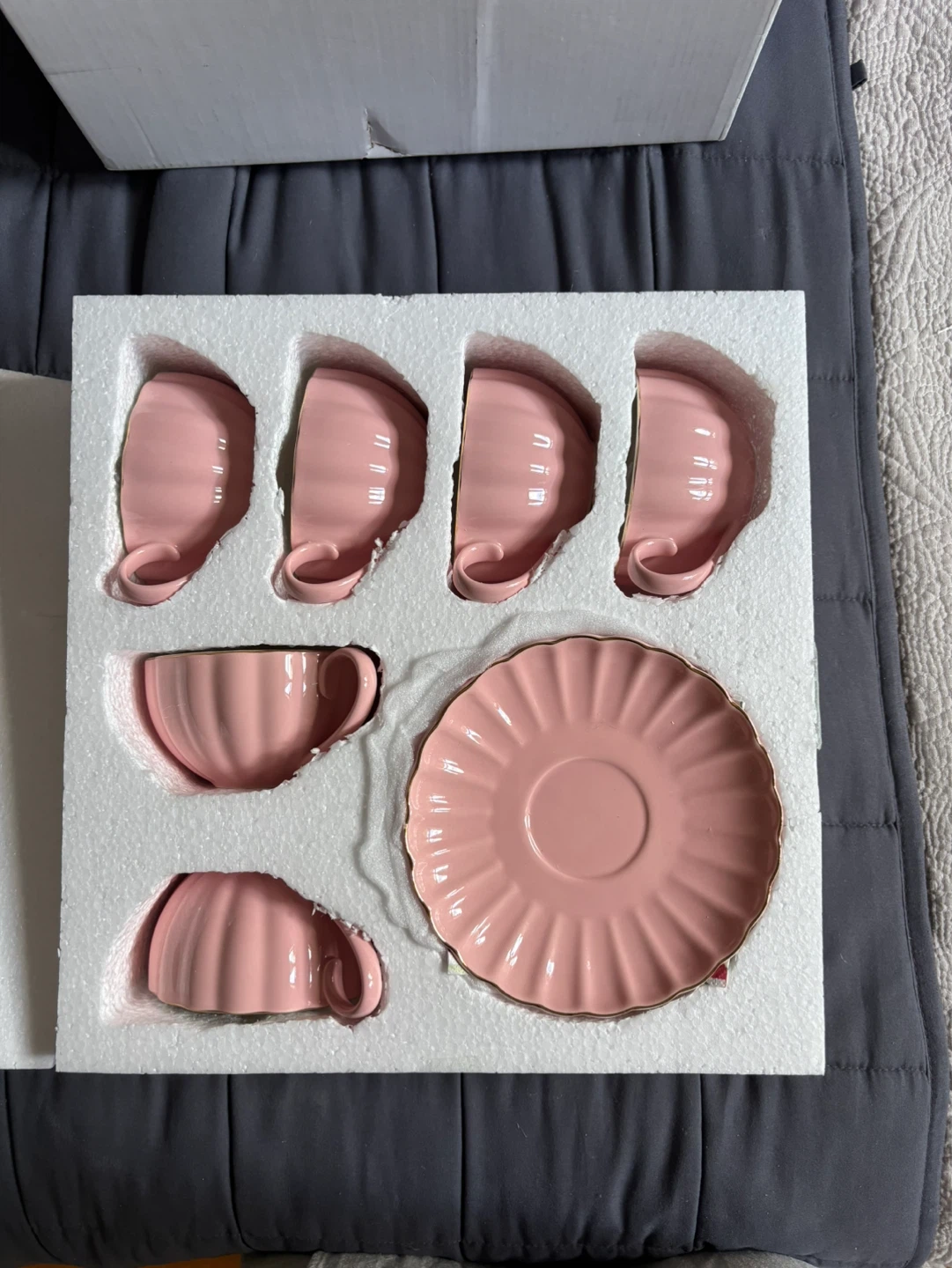 Pink Teacup and Saucer Set (6 cups and saucers)