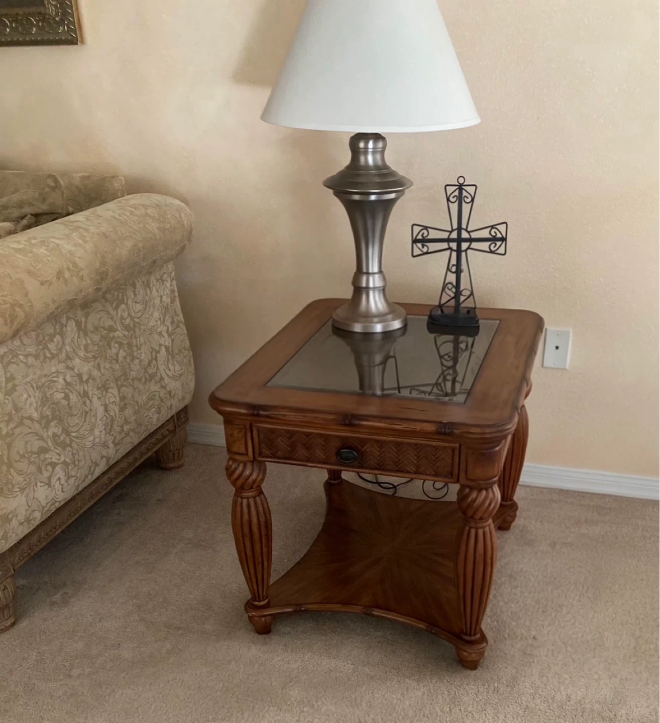2 Wooden End Tables with Drawer Co