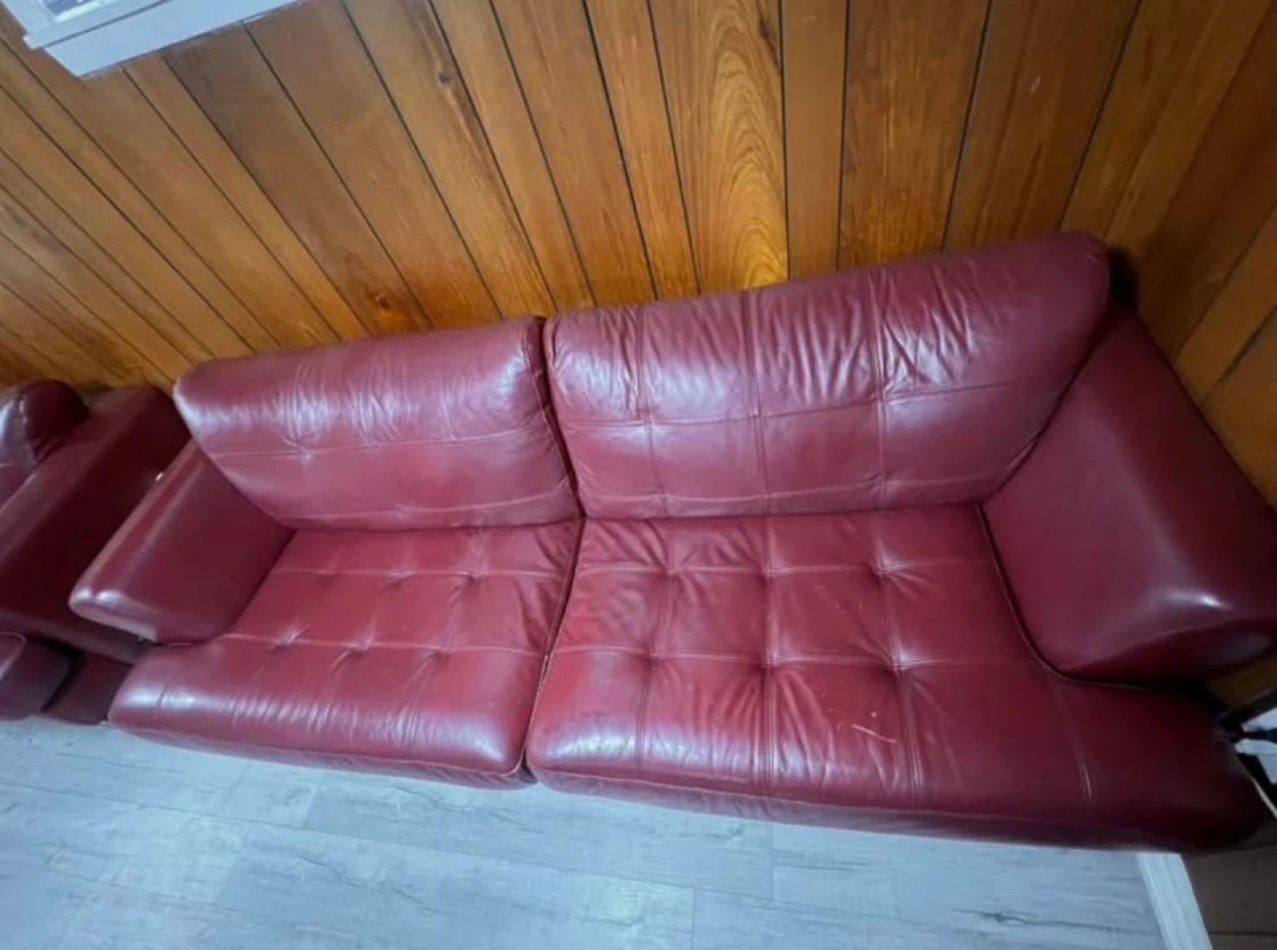 Cindy Crawford HOME Red Leather Sofa
