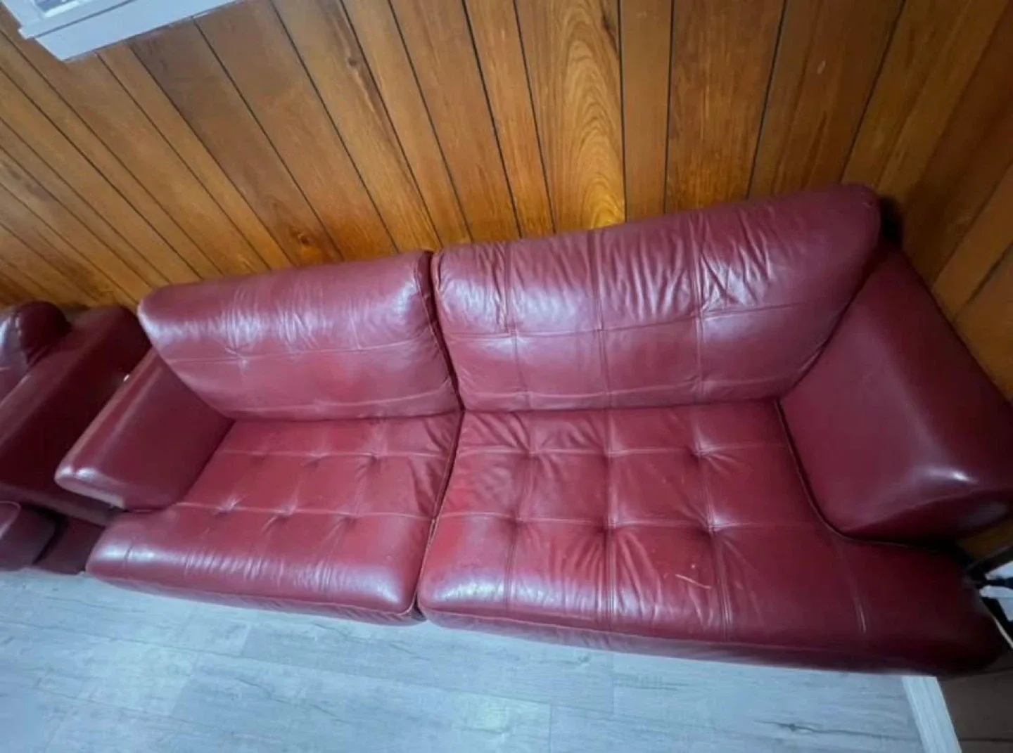 Cindy Crawford HOME Red Leather Sofa