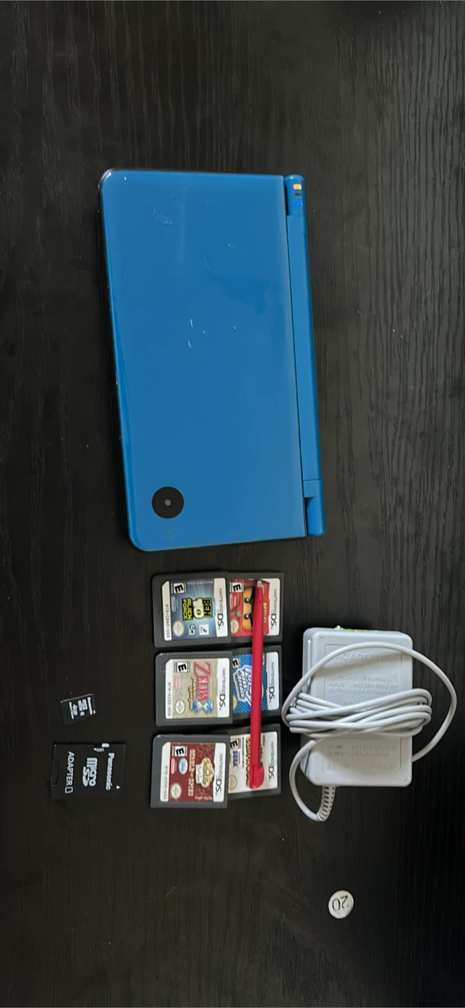 Nintendo DS XL Blue with games and accessories