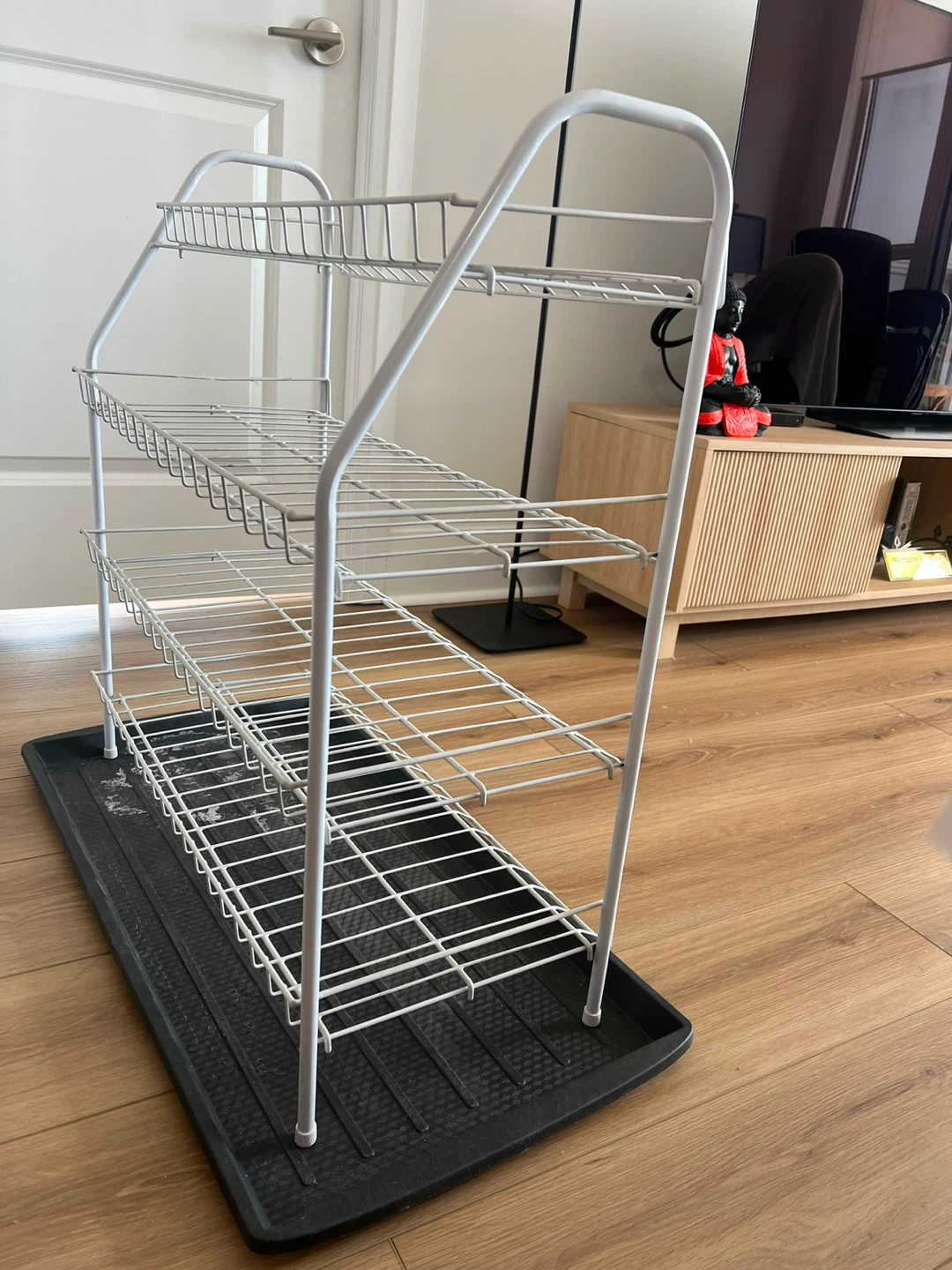 3-Tier White Wire Dish Drying Rack with Black Drip Tray - photo 2