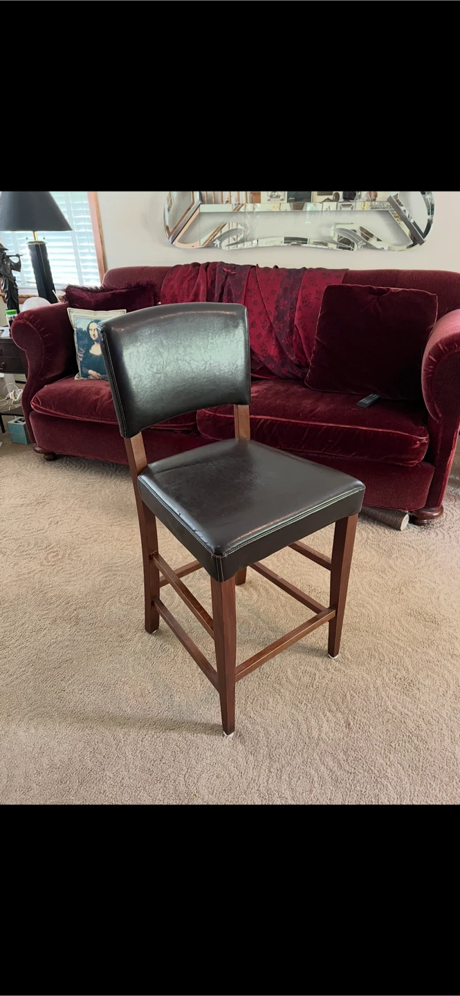 Three brown stools