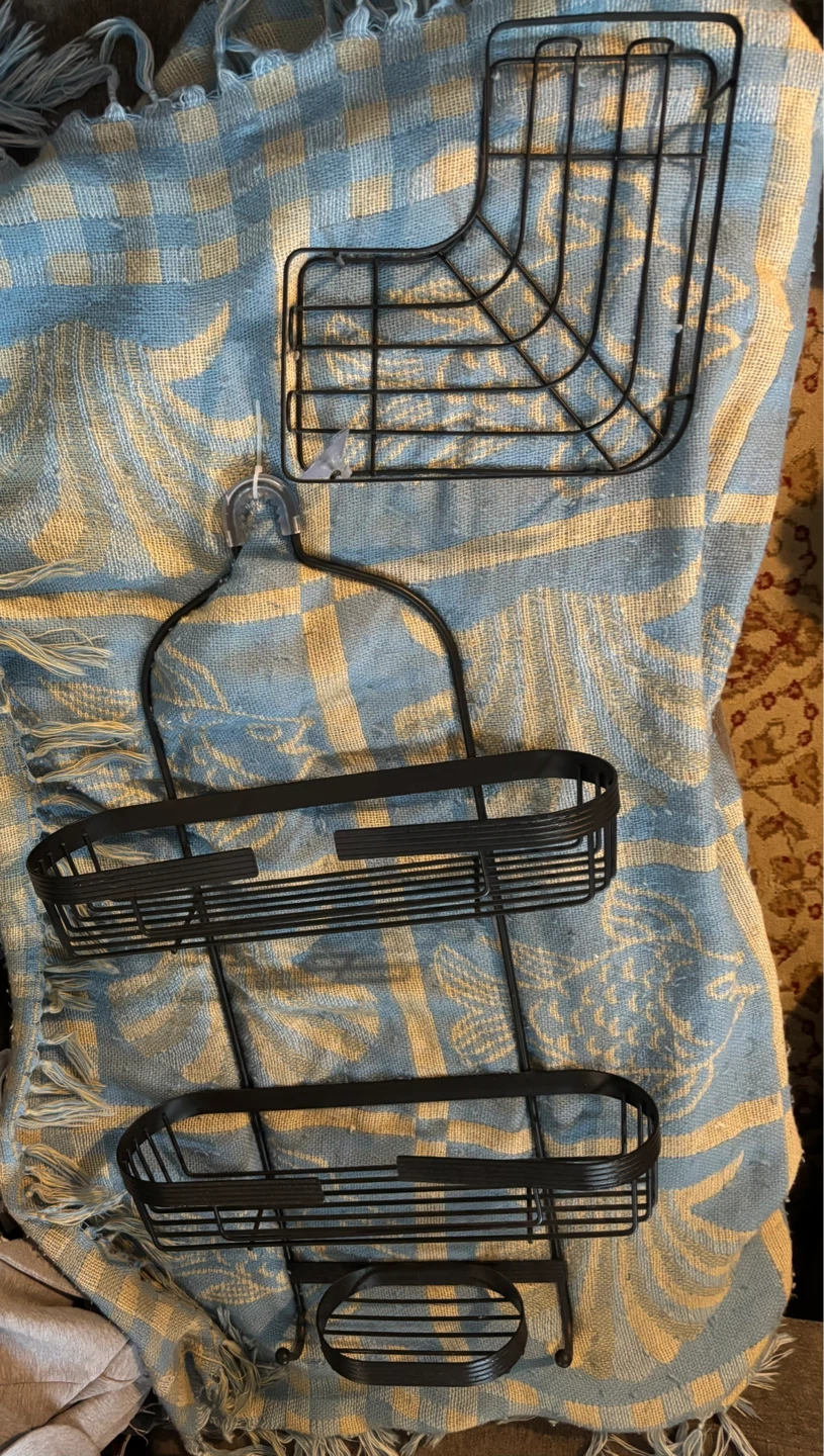 Black Metal Shower Caddy with Soap Dish