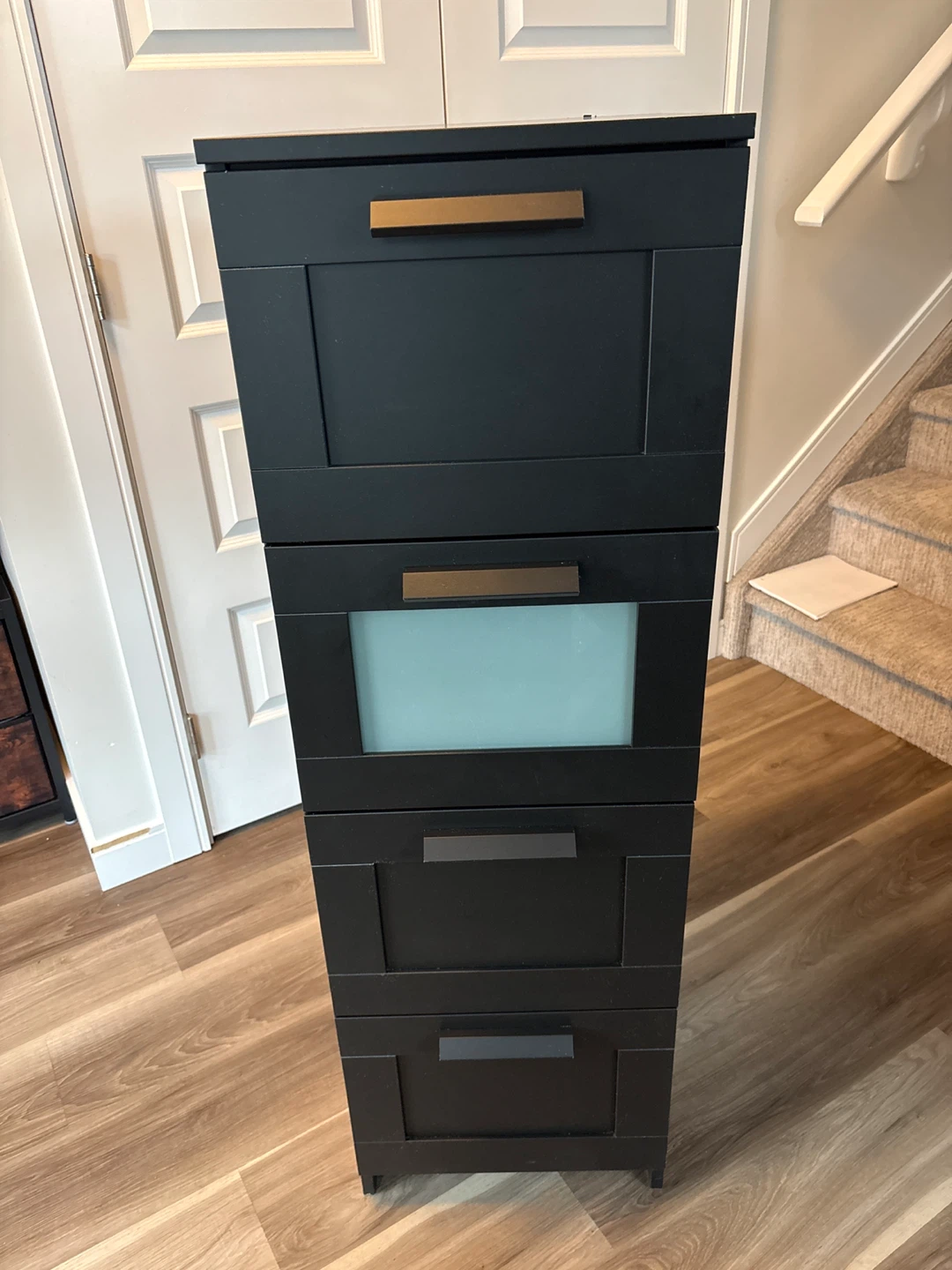 Black 4-Drawer Narrow Cabinet