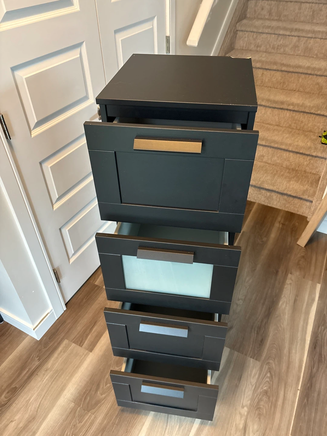 Black 4-Drawer Narrow Cabinet - photo 2