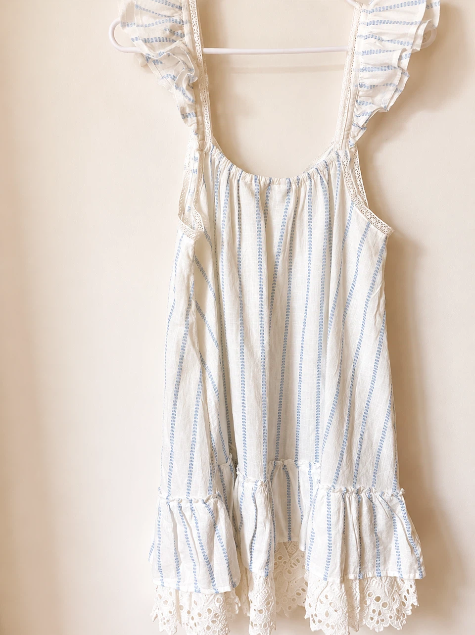 White and Blue Striped Lace Dress - photo 2