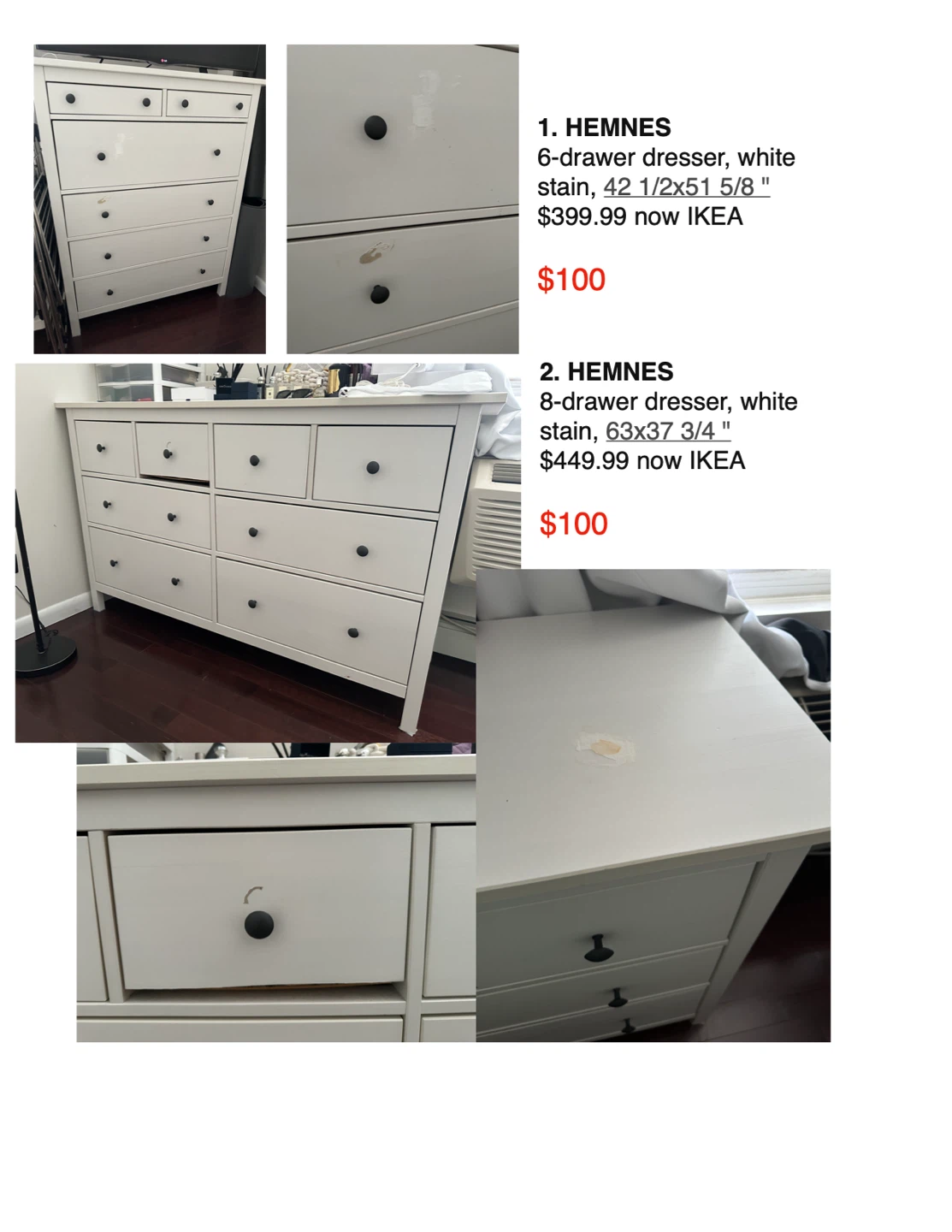 IKEA HEMNES 6-drawer Dresser - White
