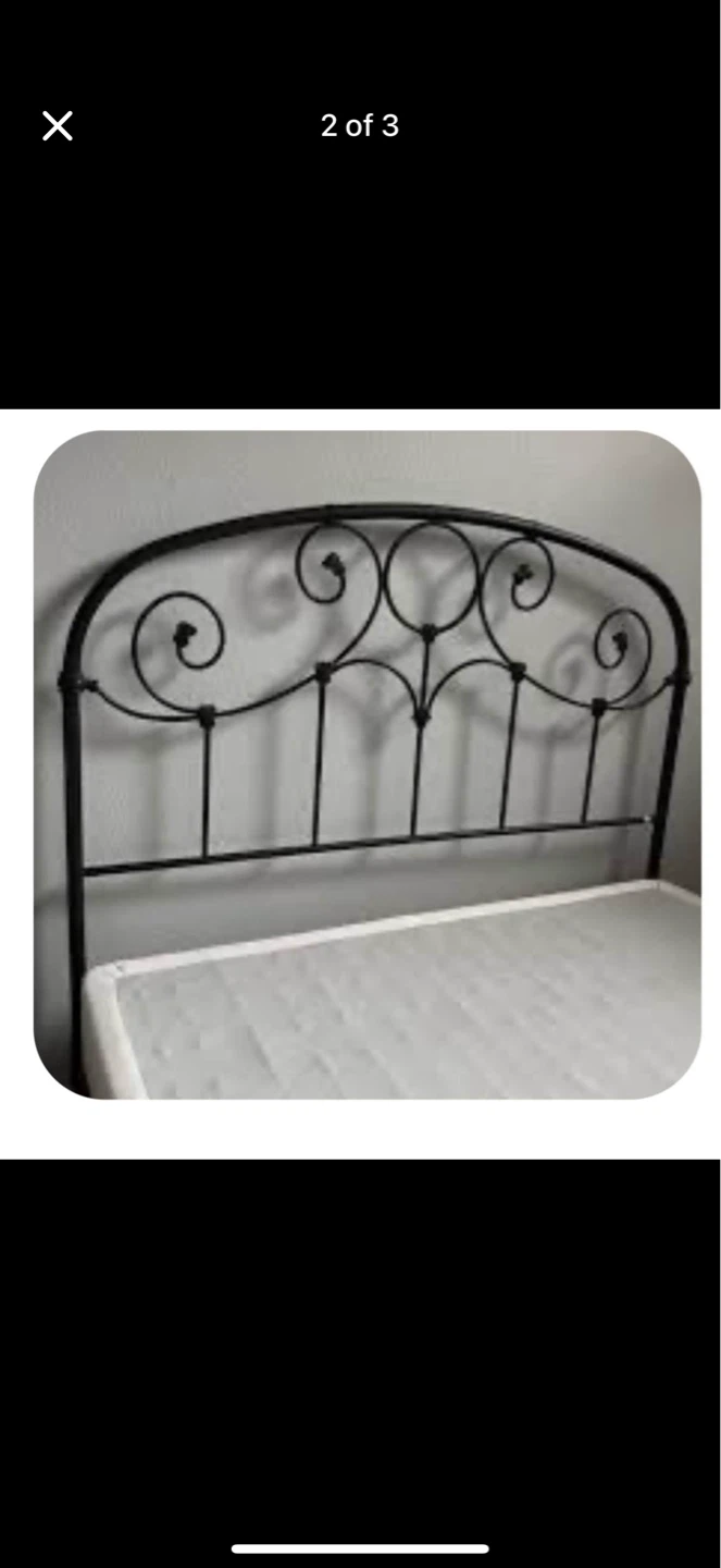 Black Metal Headboard with Scrollwork - photo 2