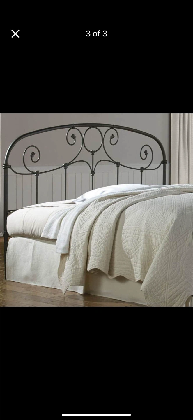 Black Metal Headboard with Scrollwork