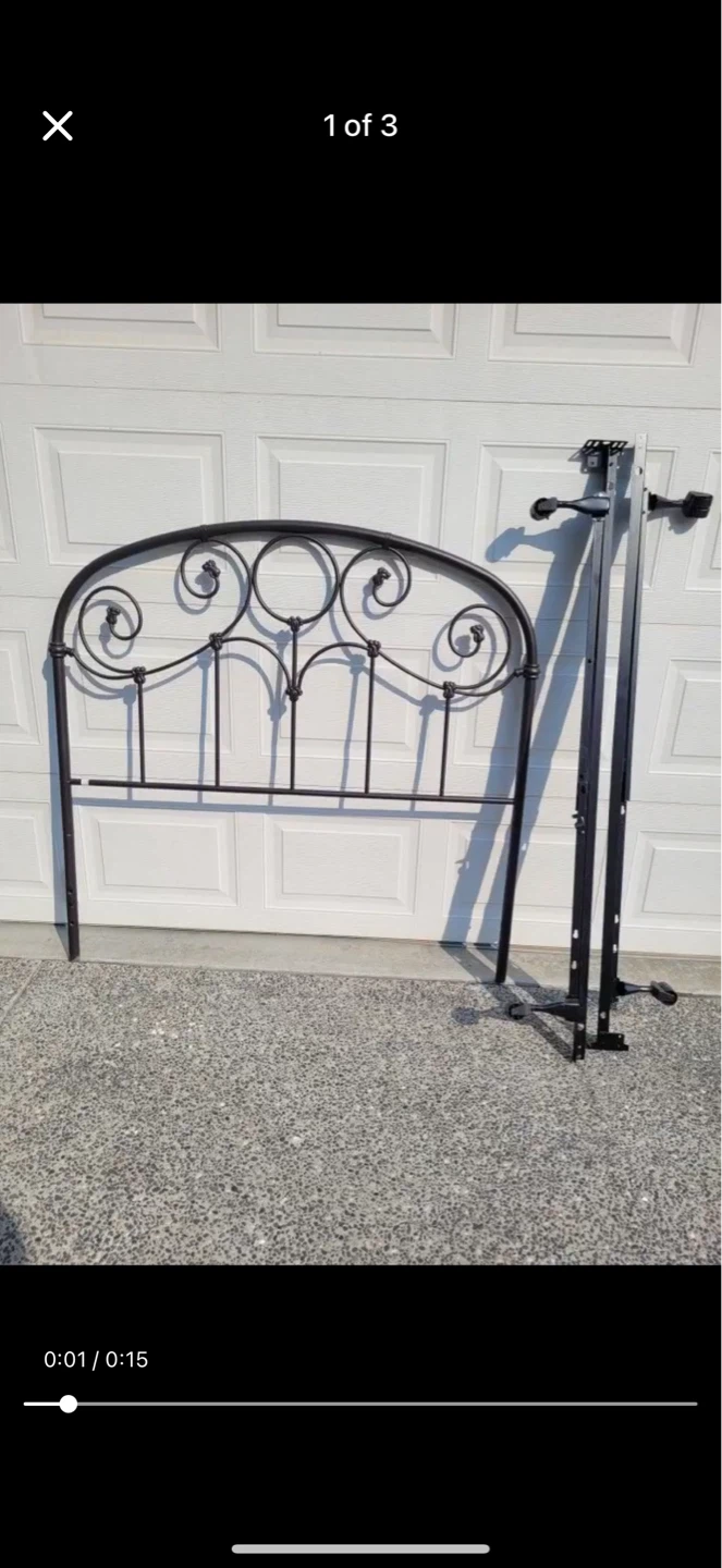 Black Metal Headboard with Scrollwork - photo 3