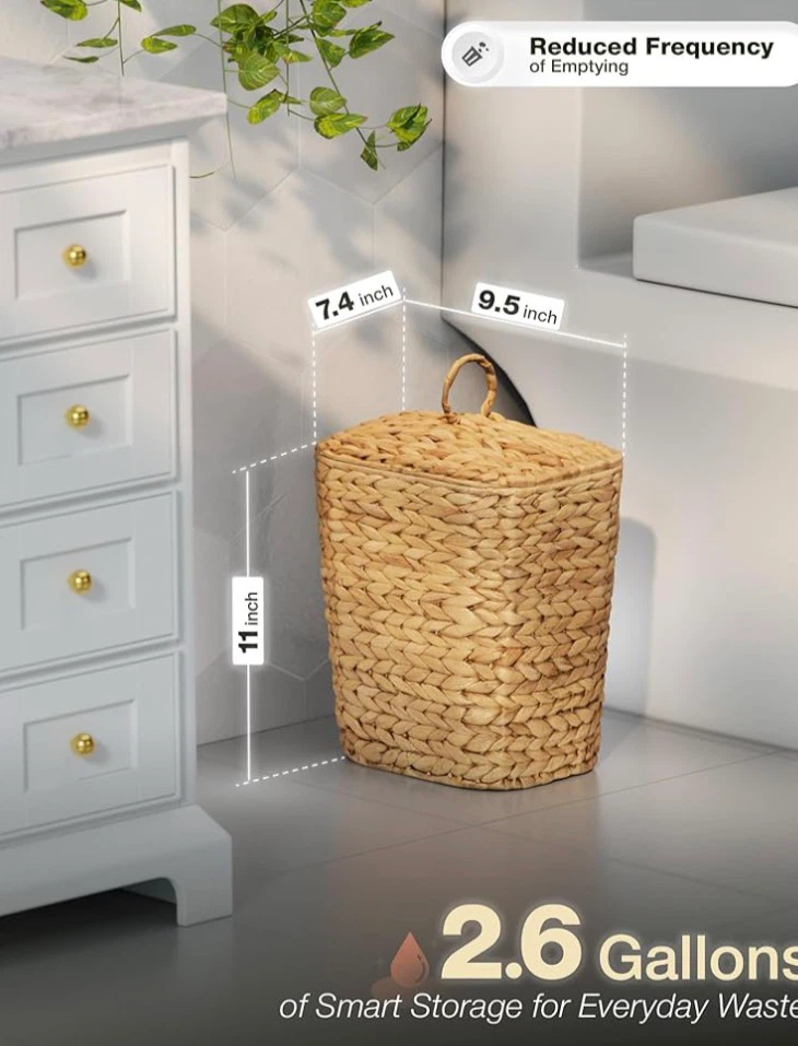 BLUEWEST 2.6 Gallon Woven Trash Can with Lid - photo 2