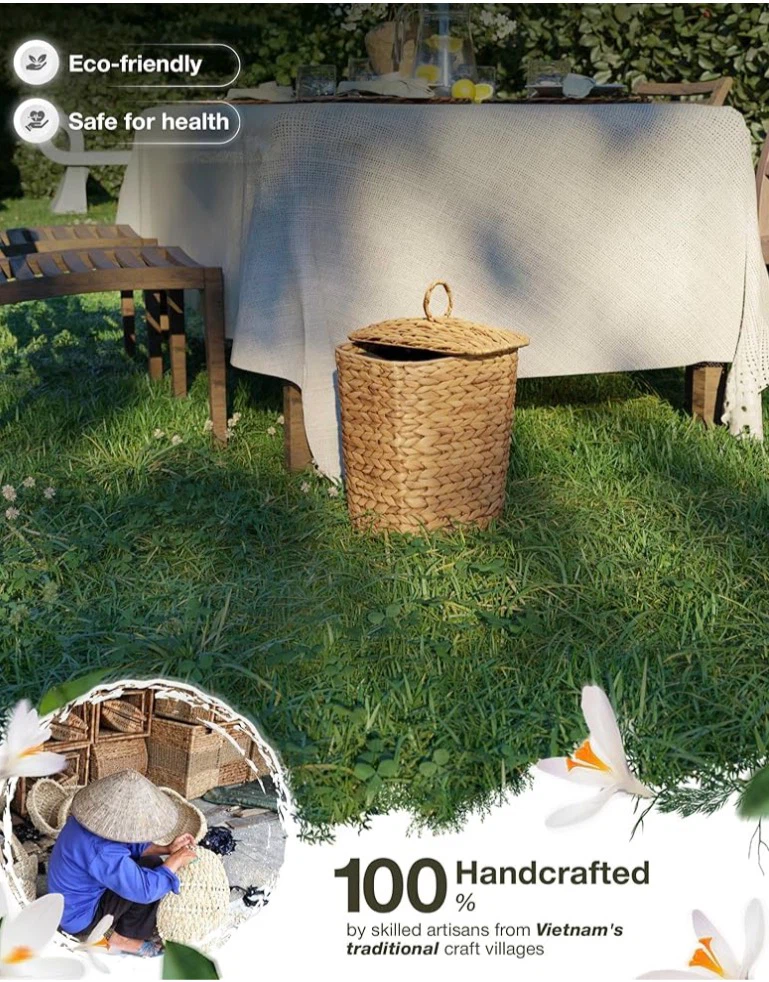 BLUEWEST 2.6 Gallon Woven Trash Can with Lid - photo 3