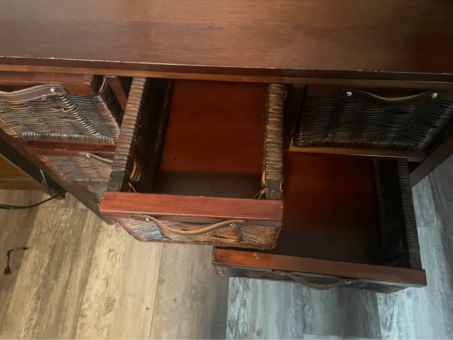 Wooden Storage Unit with Wicker Baskets - photo 3