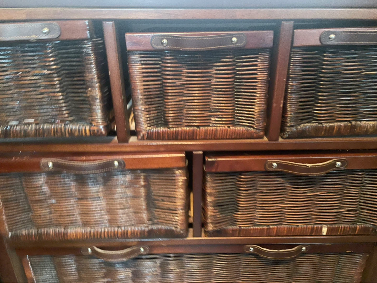 Wooden Storage Unit with Wicker Baskets - photo 2