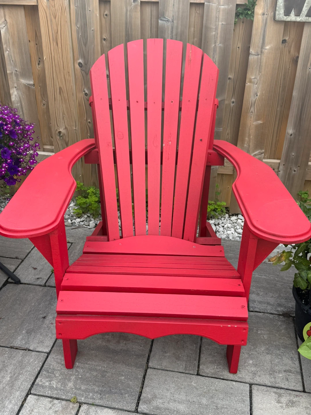 Red Wooden Adirondack Chair