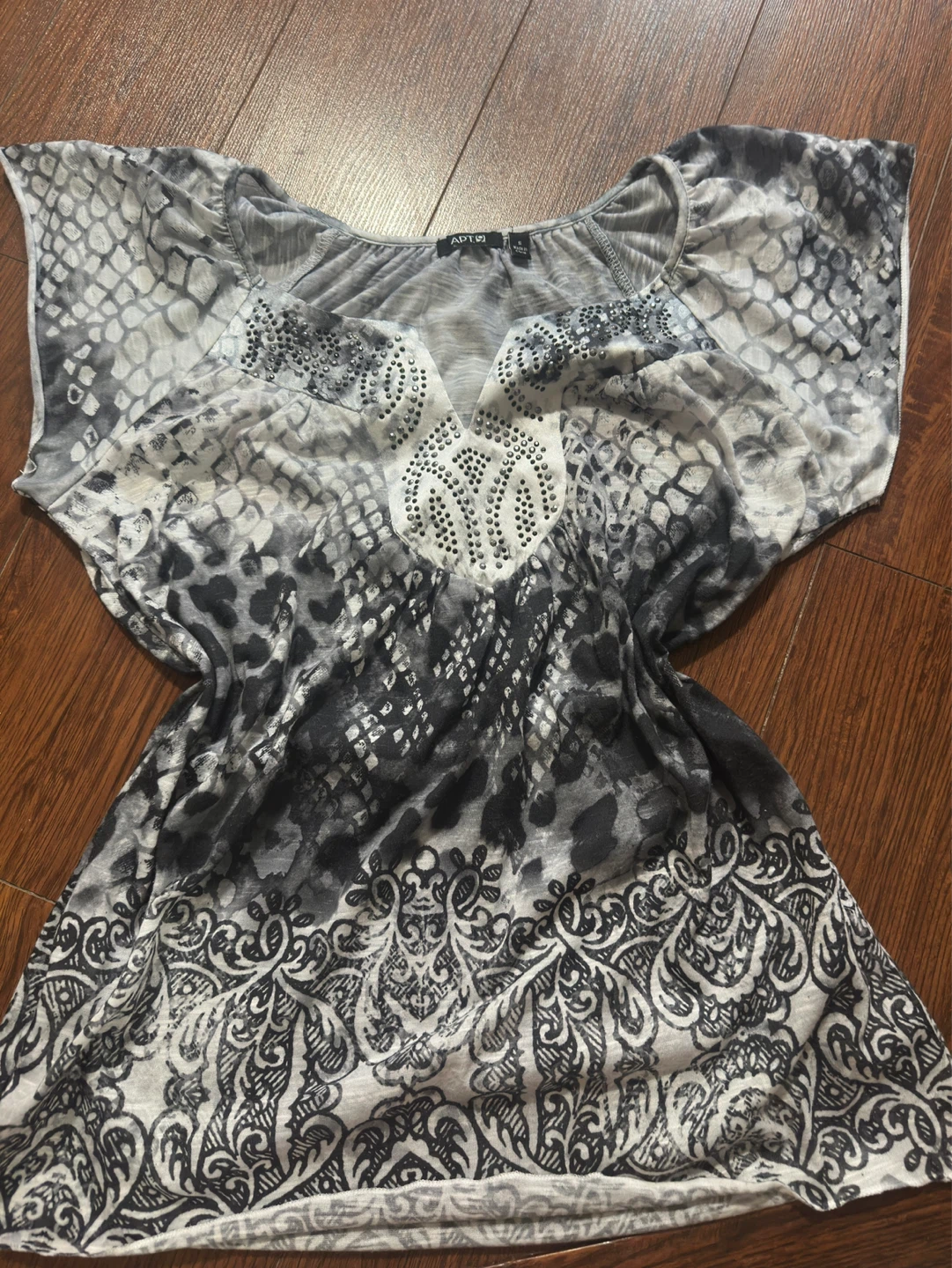 APT 9 Women's Grey Snake Print Blouse - Size S