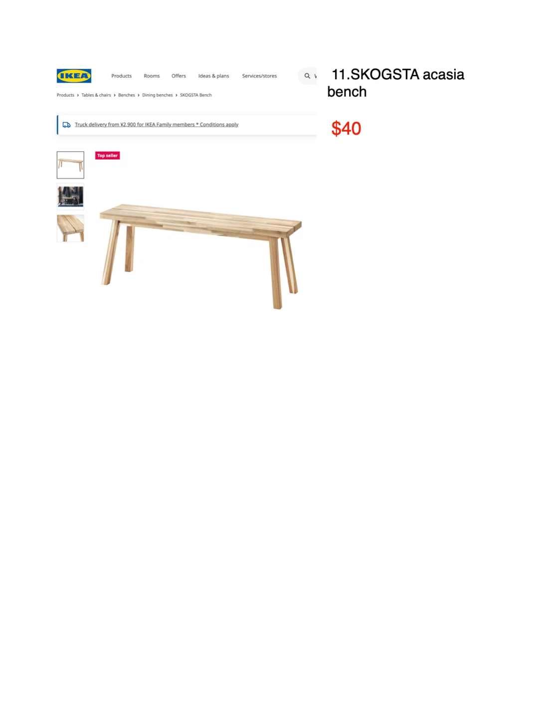 IKEA SKOGSTA Acacia Bench