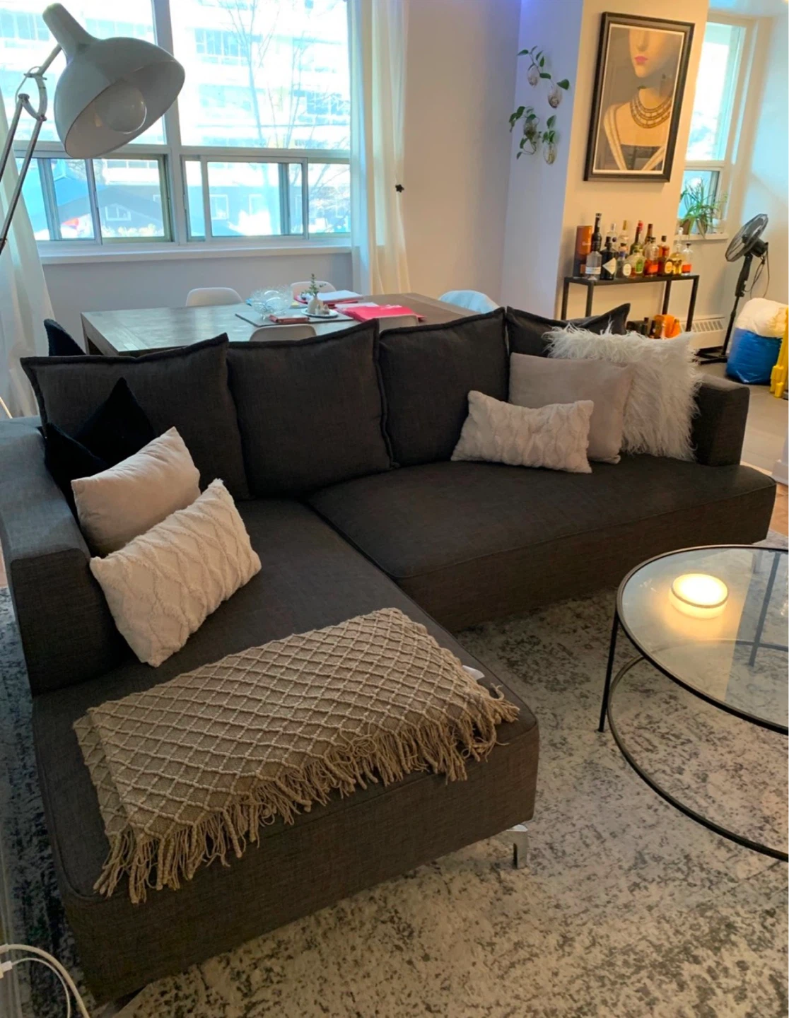 Dark Grey Sectional Couch - photo 2