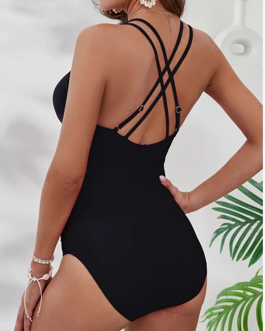 Black Ruched One-Piece Swimsuit - photo 2