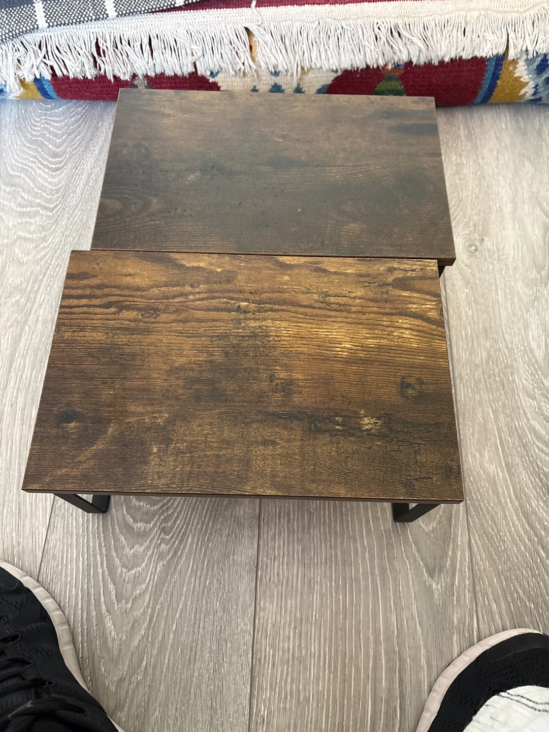 ⚽️Two-Tiered Wood and Metal End Table