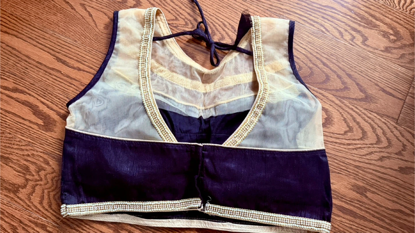 Black and Gold Embellished Sleeveless Blouse - photo 2