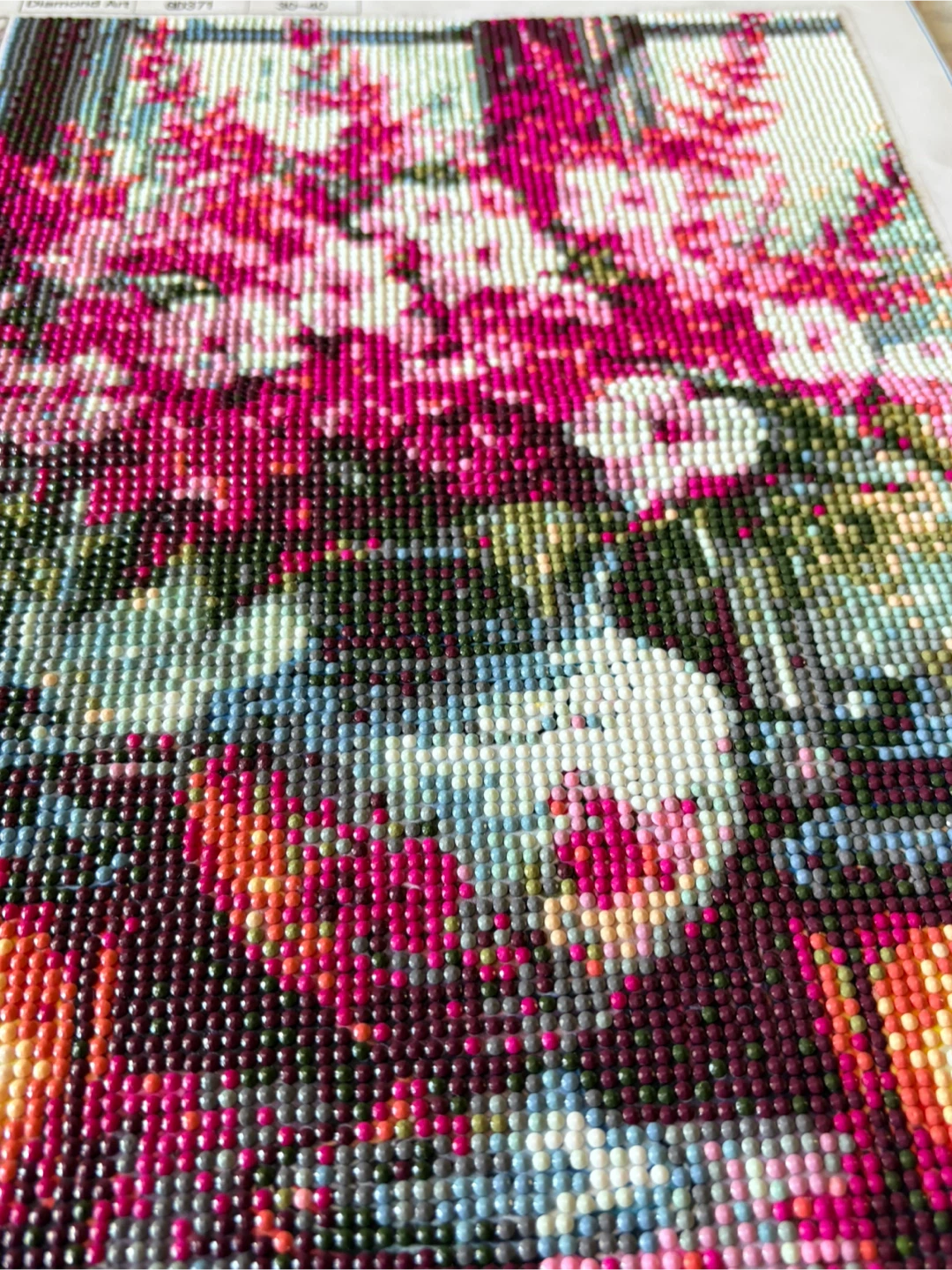 Handmade Diamond Painting – Pink Floral Vase with Lanterns - photo 3
