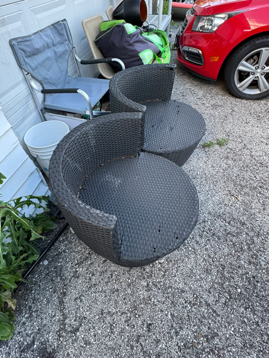 Set of 2 Black Woven Patio Chairs - photo 3