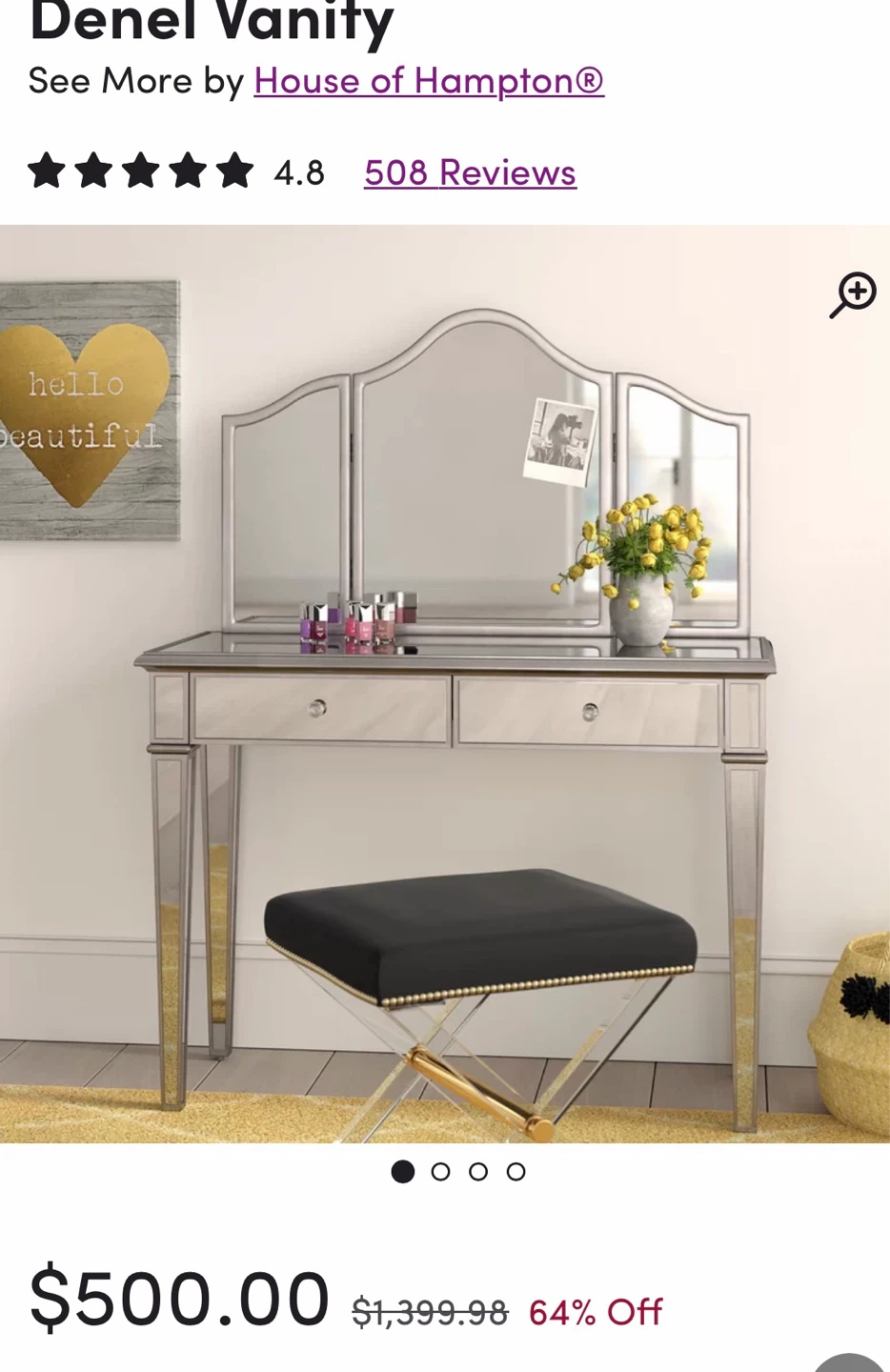 Mirror Table and Bi fold mirror (no bench)