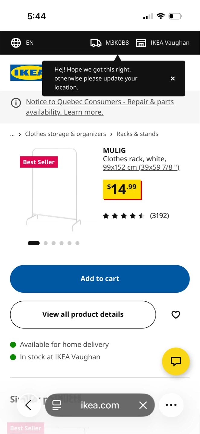 IKEA MULIG Clothes Rack - White