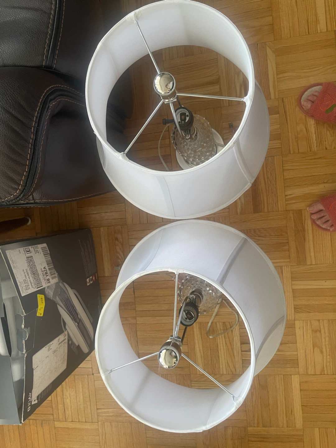 Set of 2 Crystal Table Lamps with White Drum Shades - photo 3