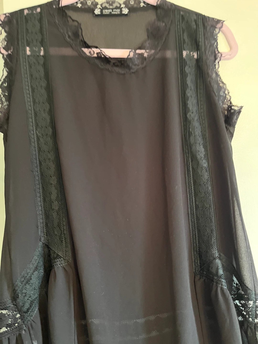 Black lace trim sheer dress ⚽ - photo 5