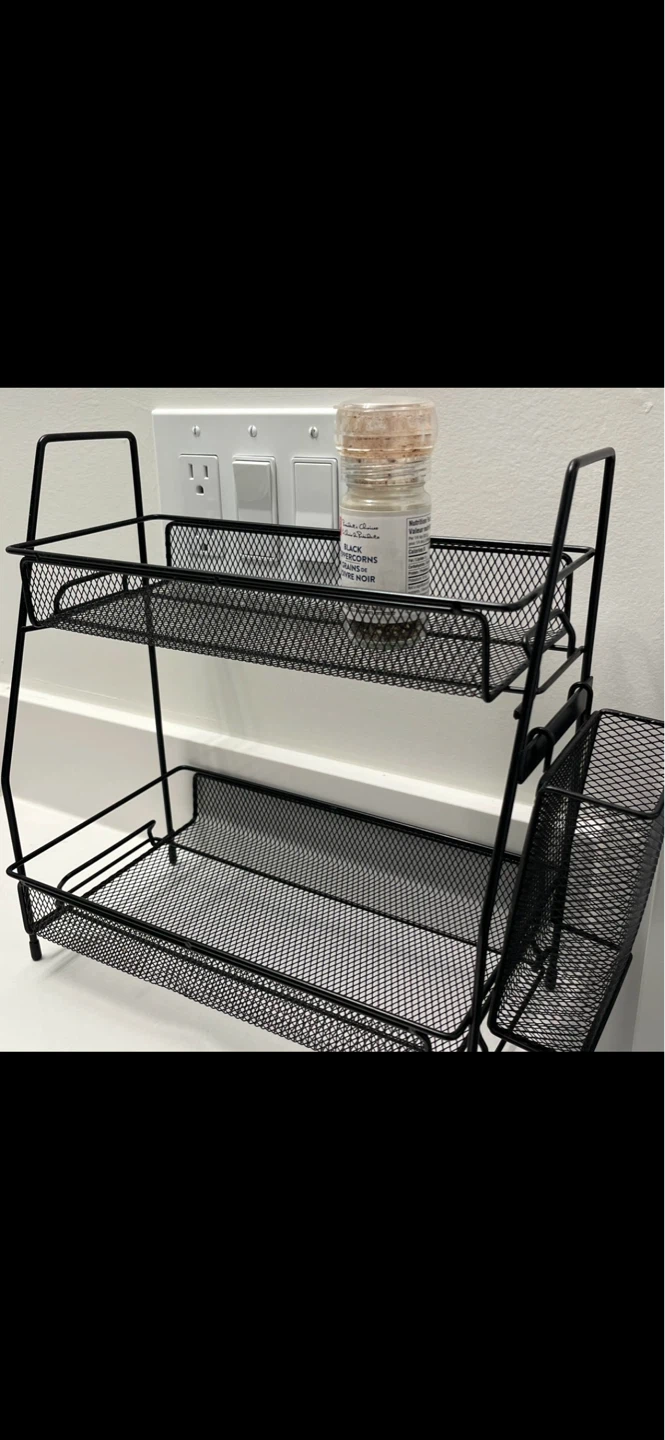 2-Tier Black Mesh Spice Rack with Holder - photo 2