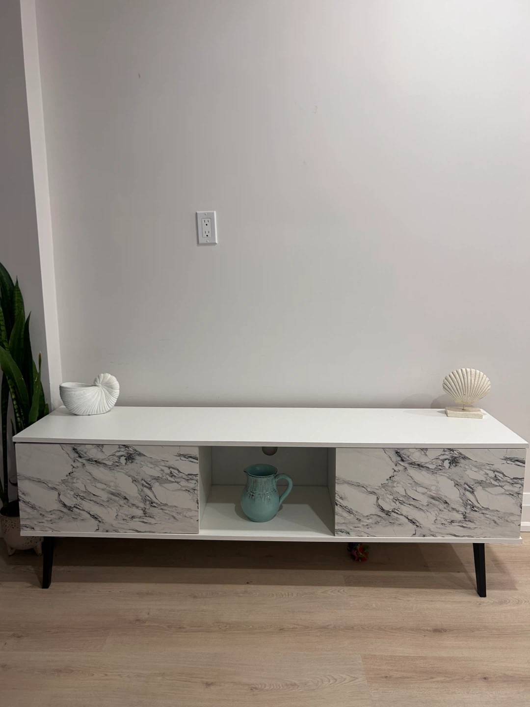 Wooden TV stand with storage