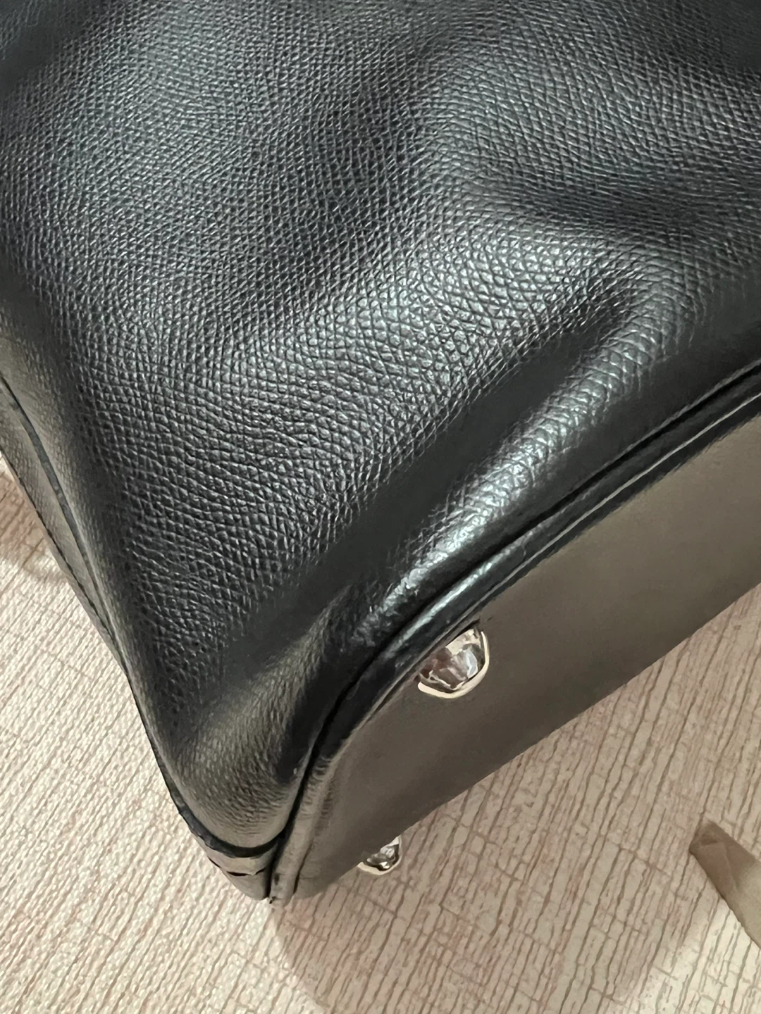 Black Leather Dome Satchel Bag - photo 5