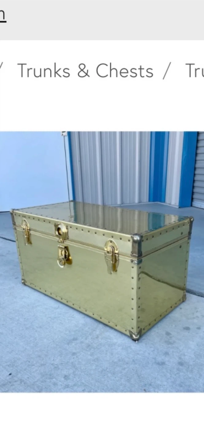 1980s! Hollywood Regency Style Brass Trunk