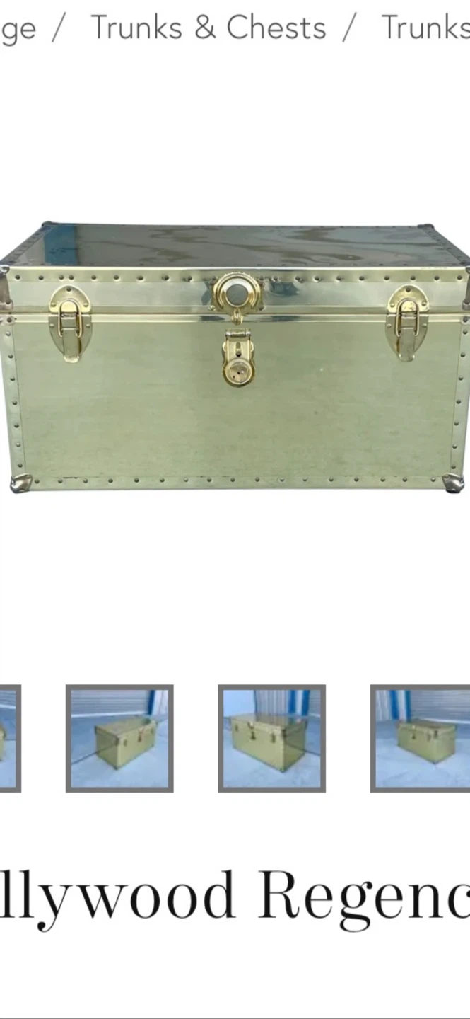 1980s! Hollywood Regency Style Brass Trunk - photo 2