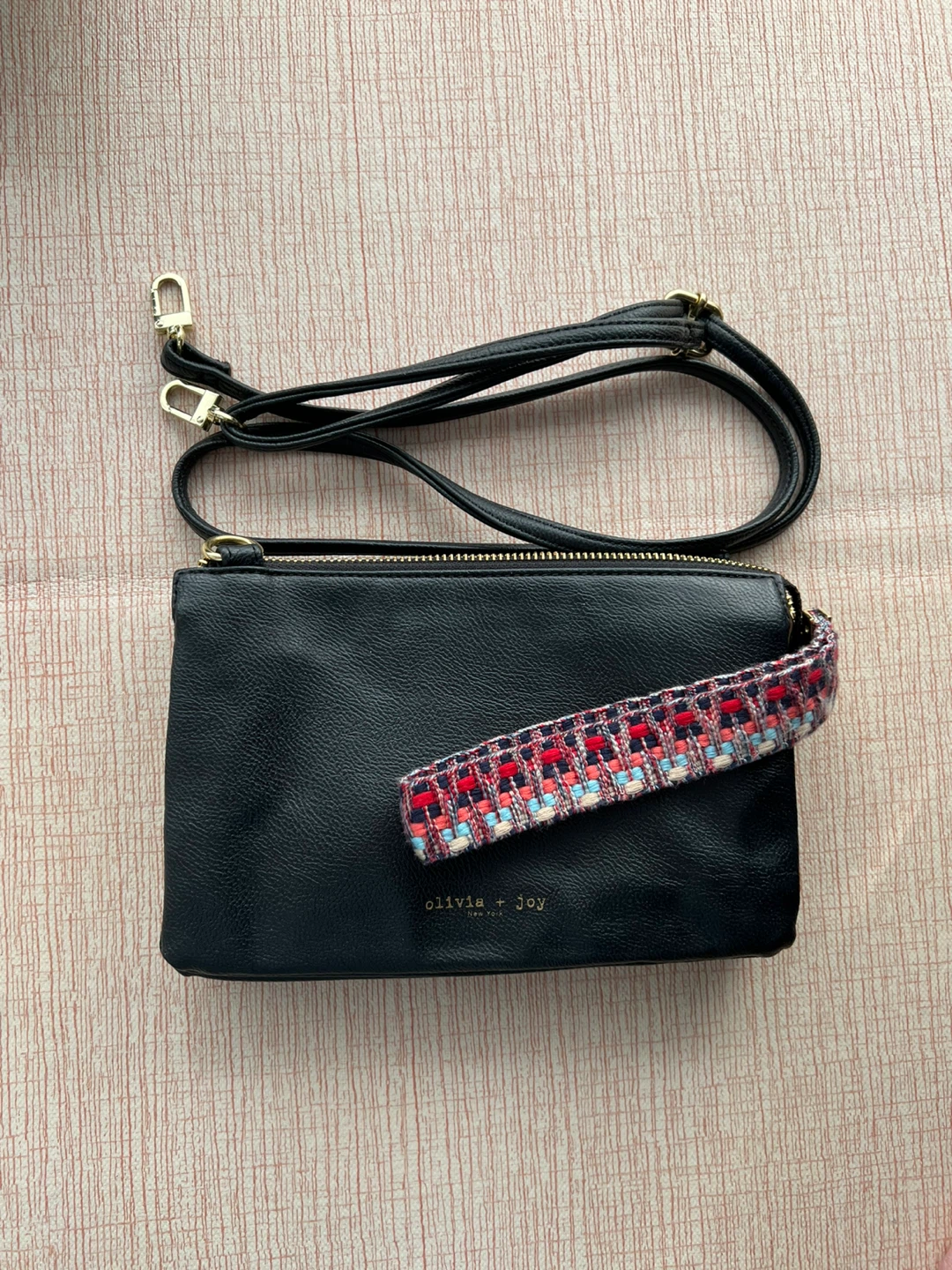Olivia + Joy Black Faux Leather Clutch/Crossbody