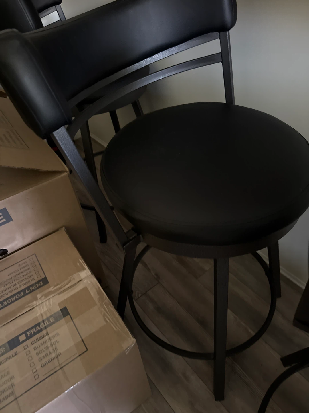 Black Swivel Bar Stool with Back - photo 3