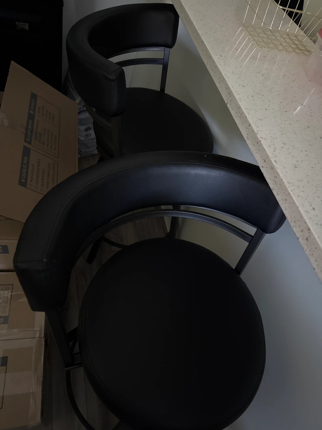 Black Swivel Bar Stool with Back - photo 2