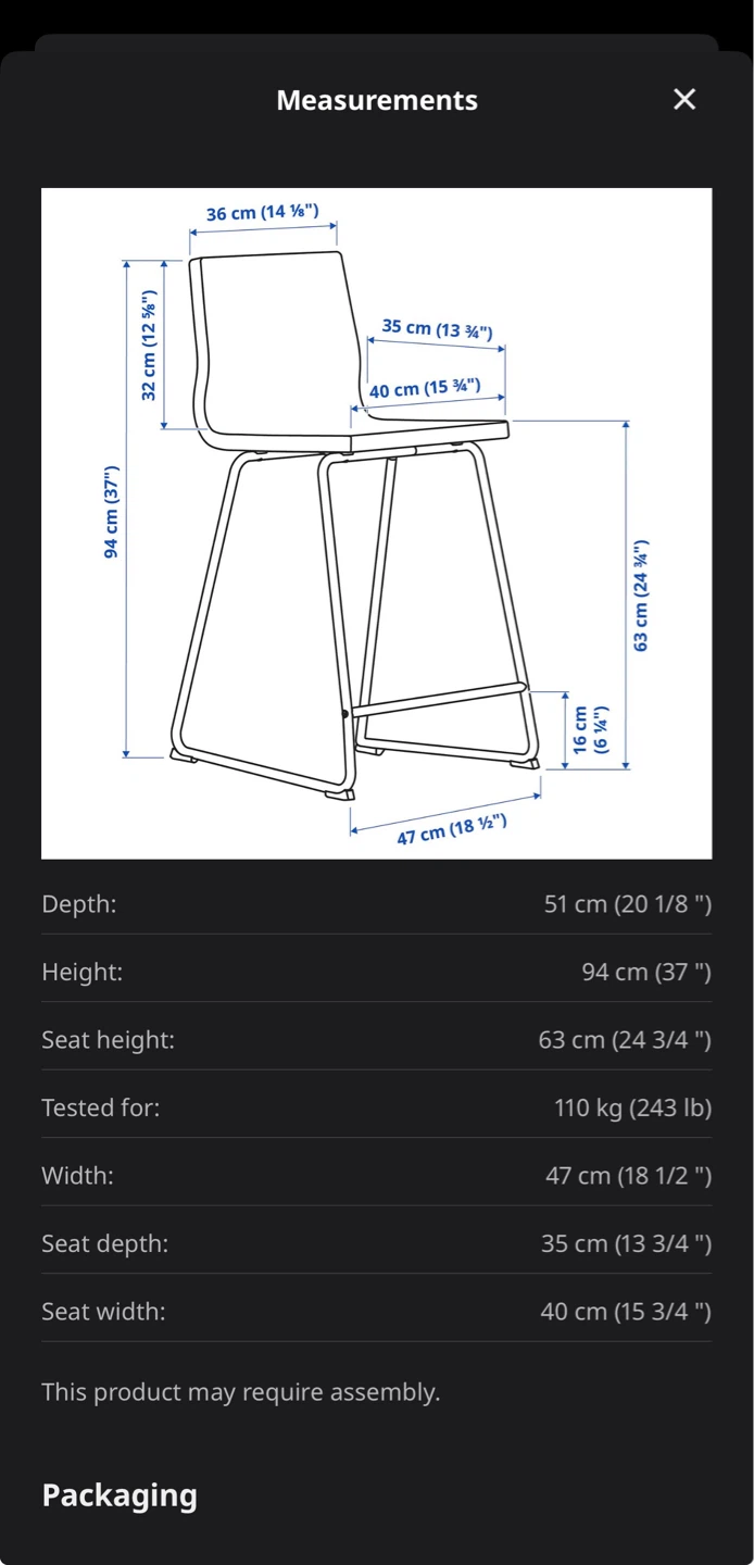 IKEA LILLANAS Bar Stool Grey - photo 5