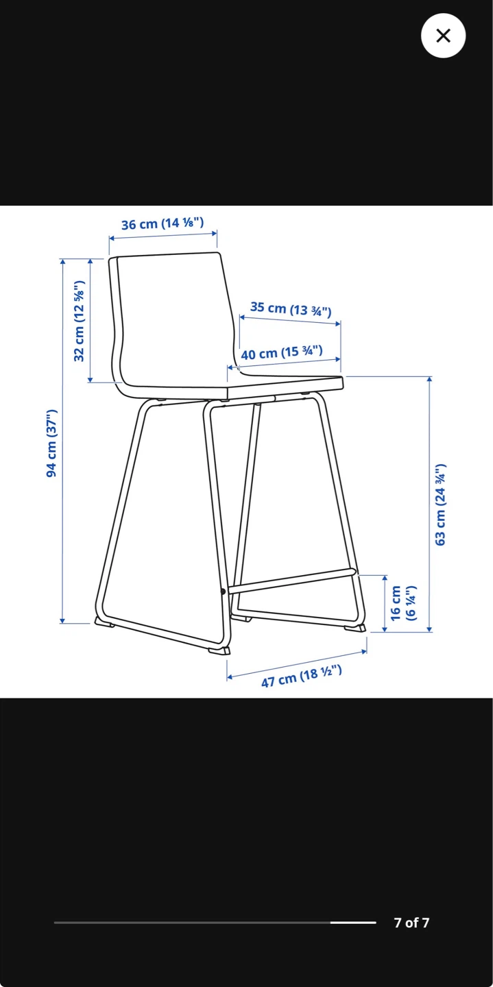 IKEA LILLANAS Bar Stool Grey - photo 4