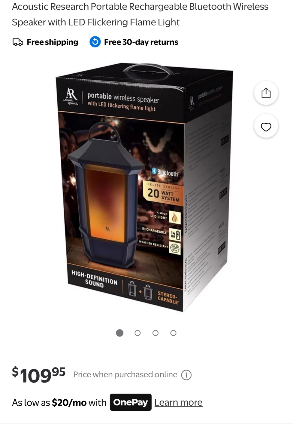 Acoustic Research Portable Bluetooth Speaker with LED
