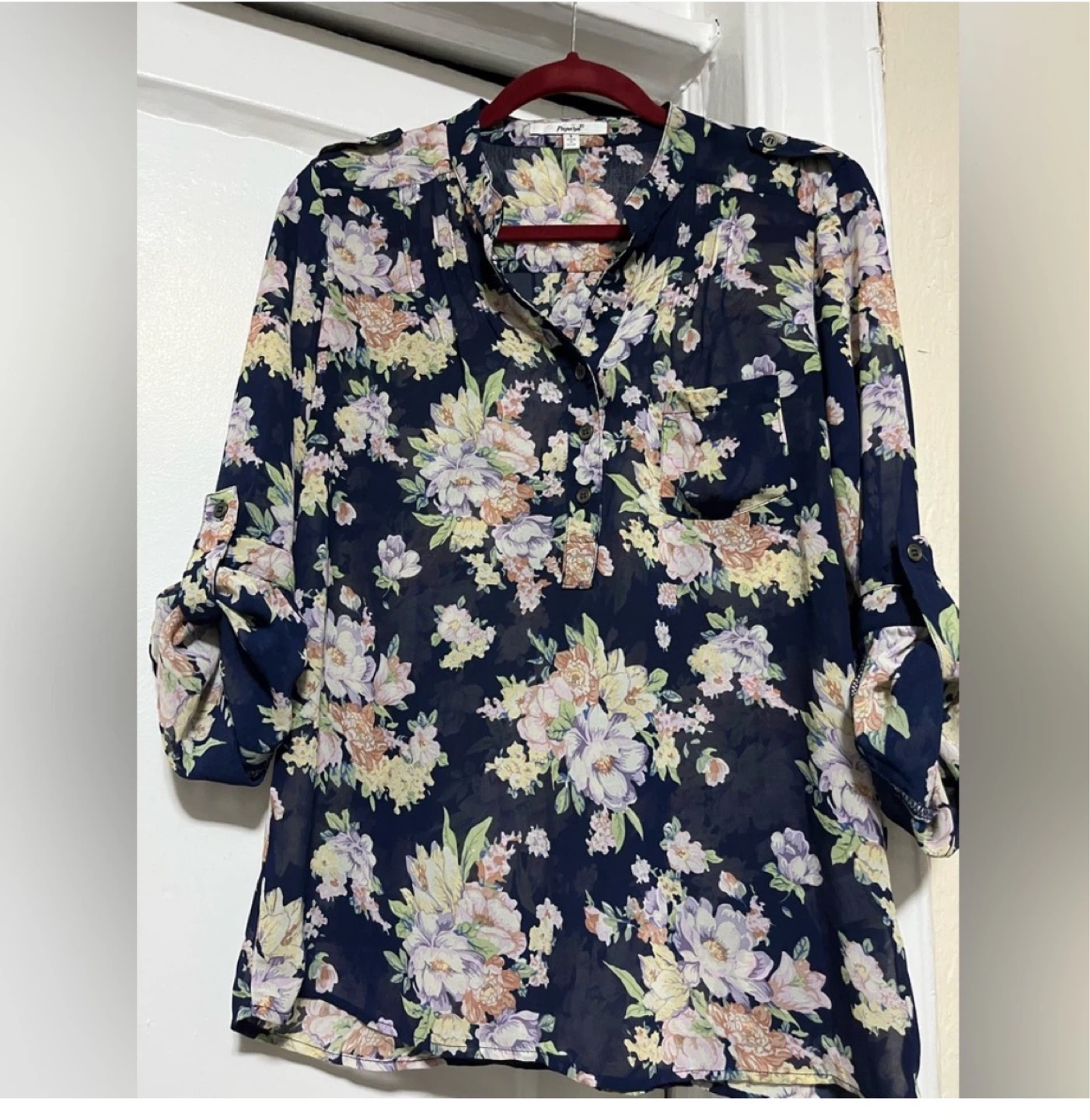 Papaya Floral Navy Blouse - Size S ⚽️ - photo 2