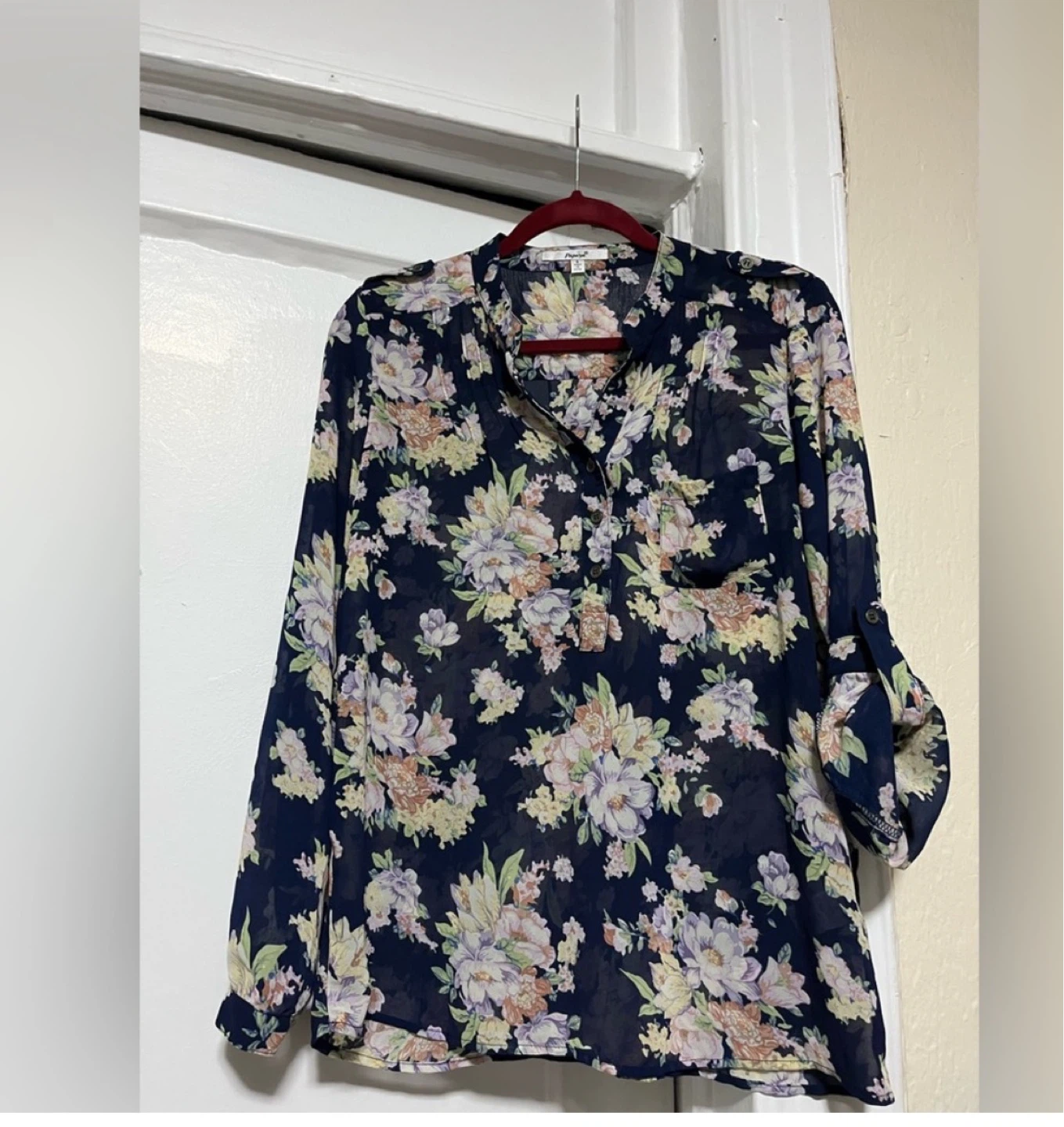 Papaya Floral Navy Blouse - Size S ⚽️